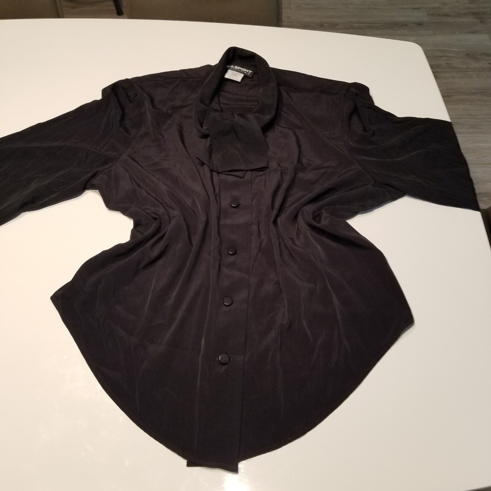 Black Scarf Blouse 1X
